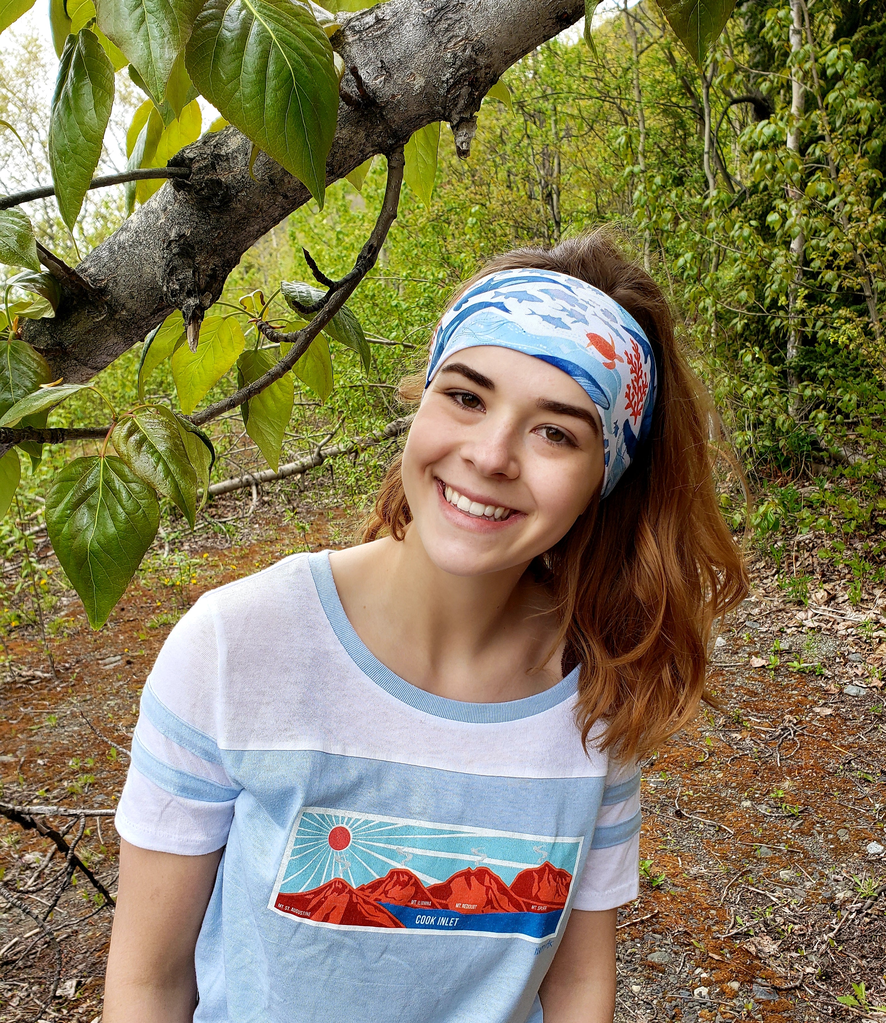 Whales on White Headband