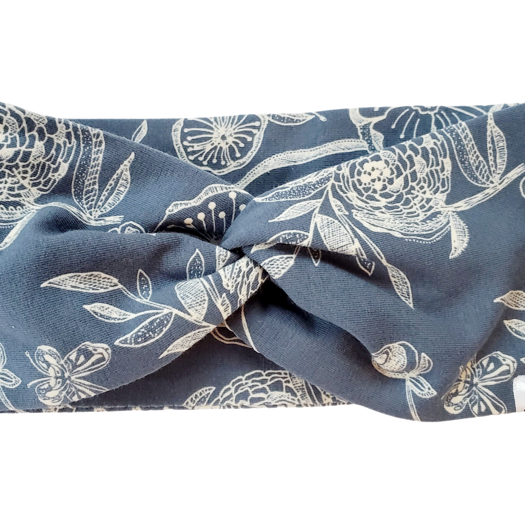 "Blue Floral" Twist Headband