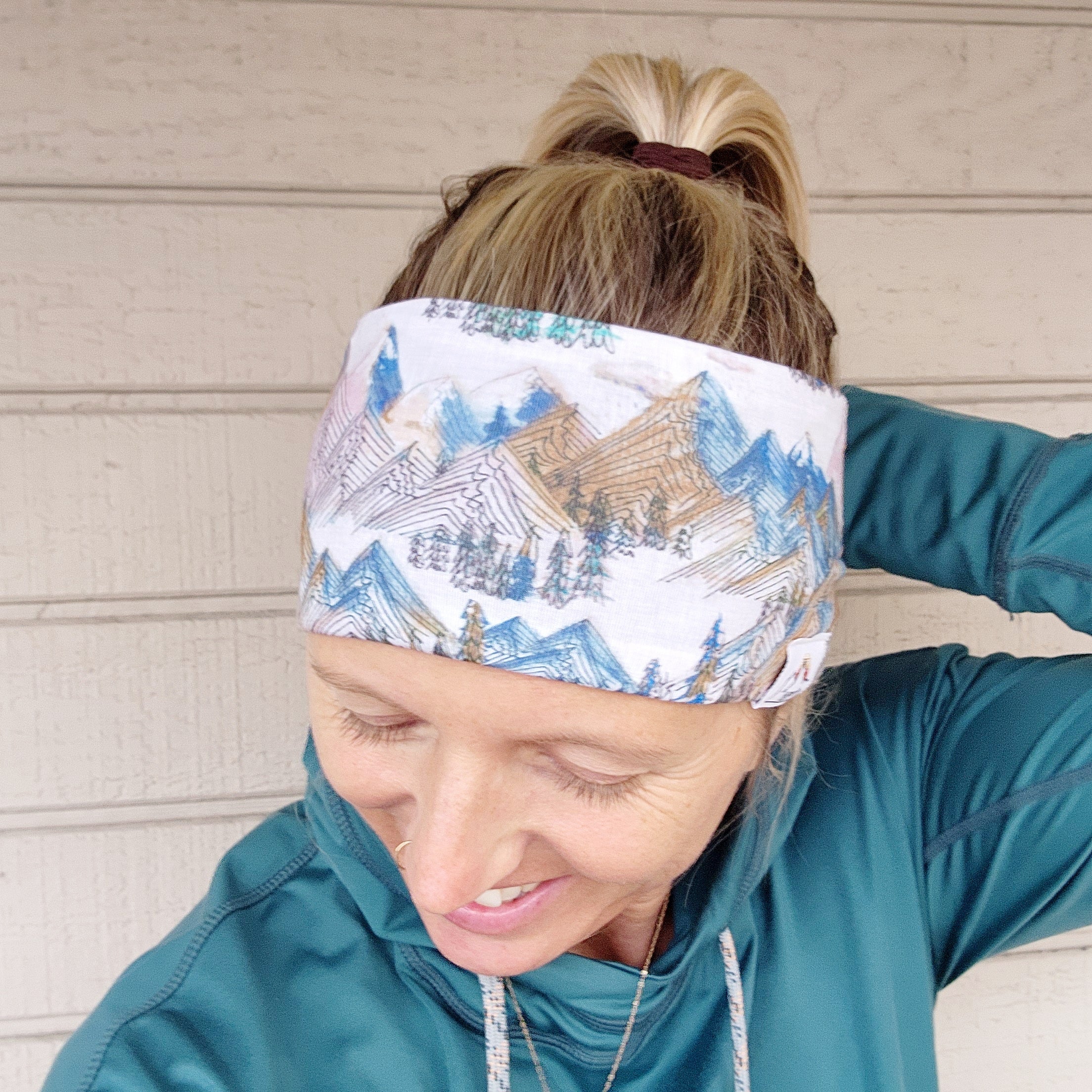 "Watercolor Peaks" Merino Wool Lined Headband