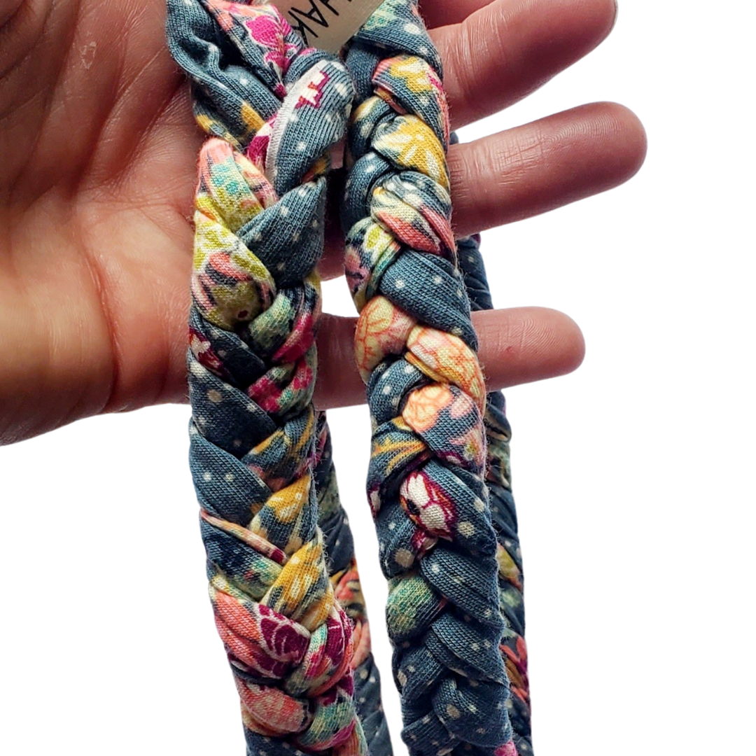 Grey Floral Braided Headband
