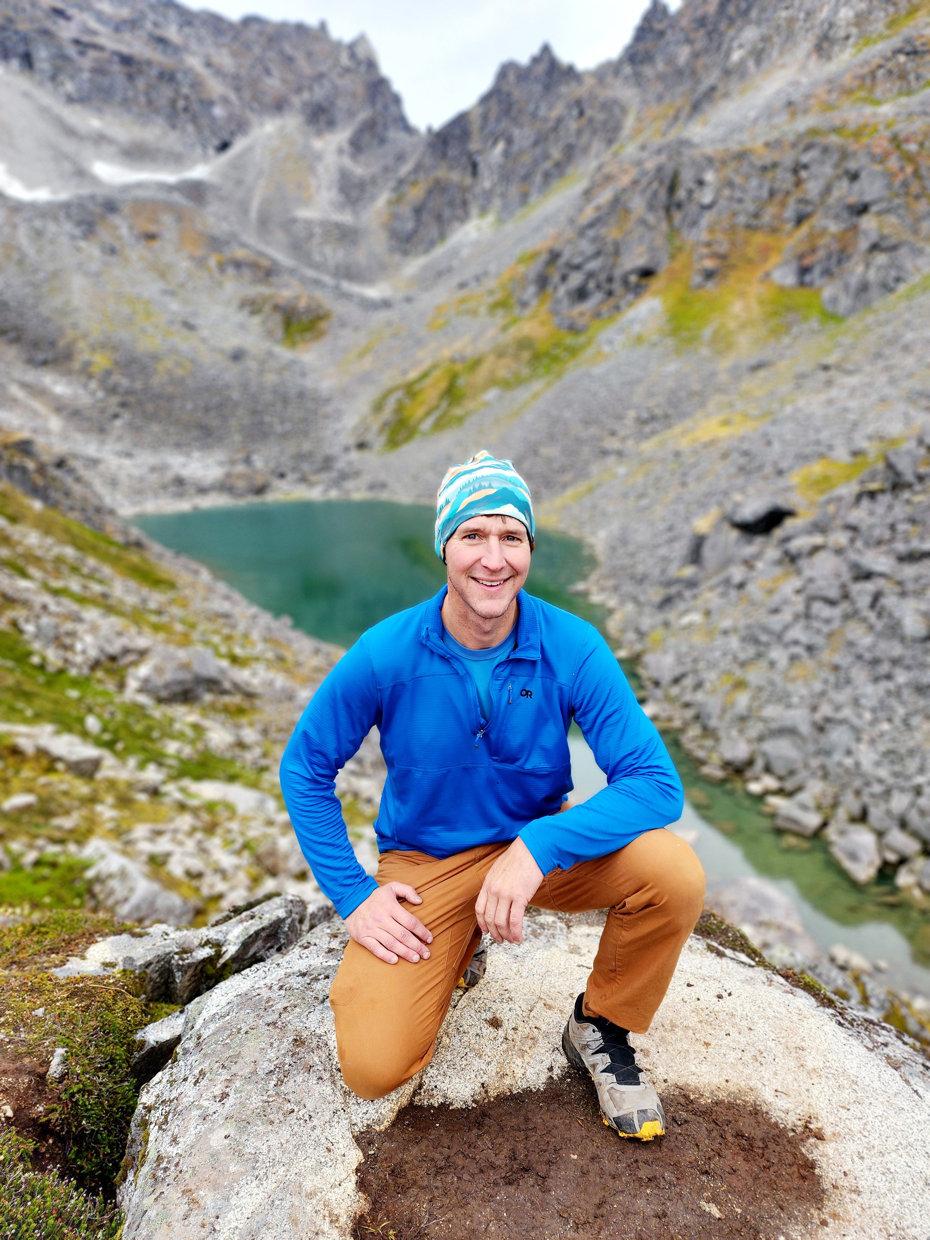 "Green and Orange Hills" 4 Way Wool Lined Beanie