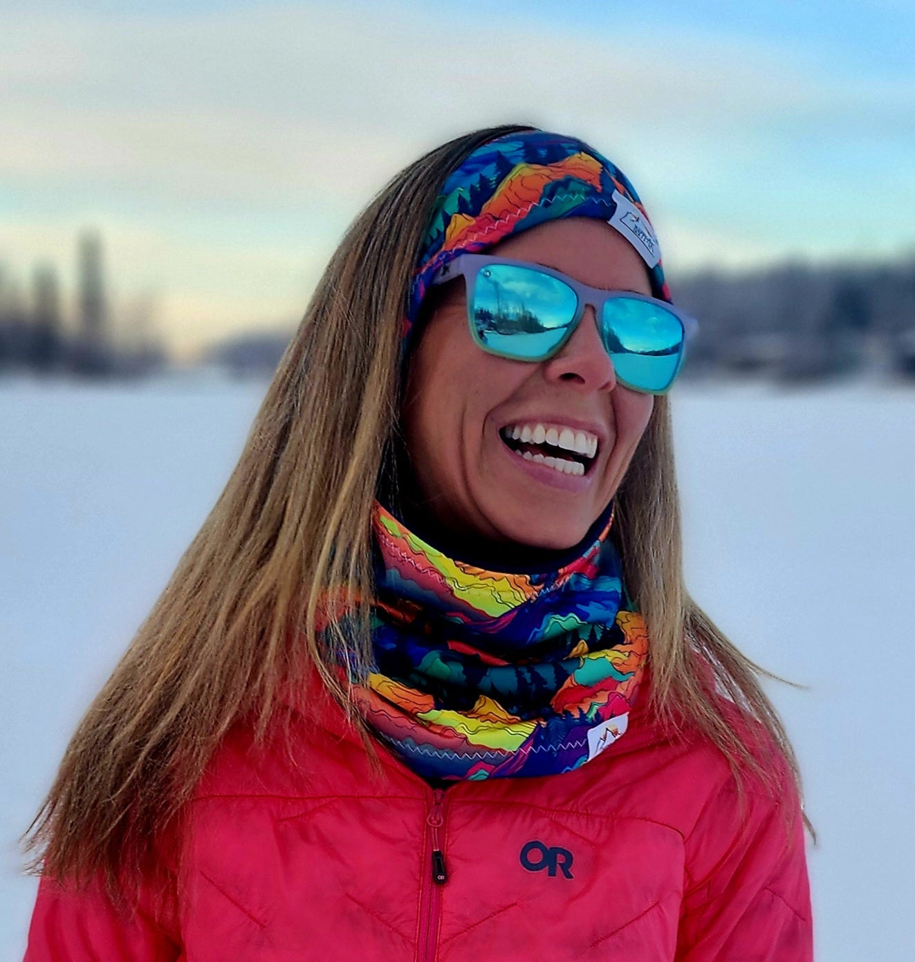 "Neon Mountains" Fleece Headband | Fleece Neck Warmer
