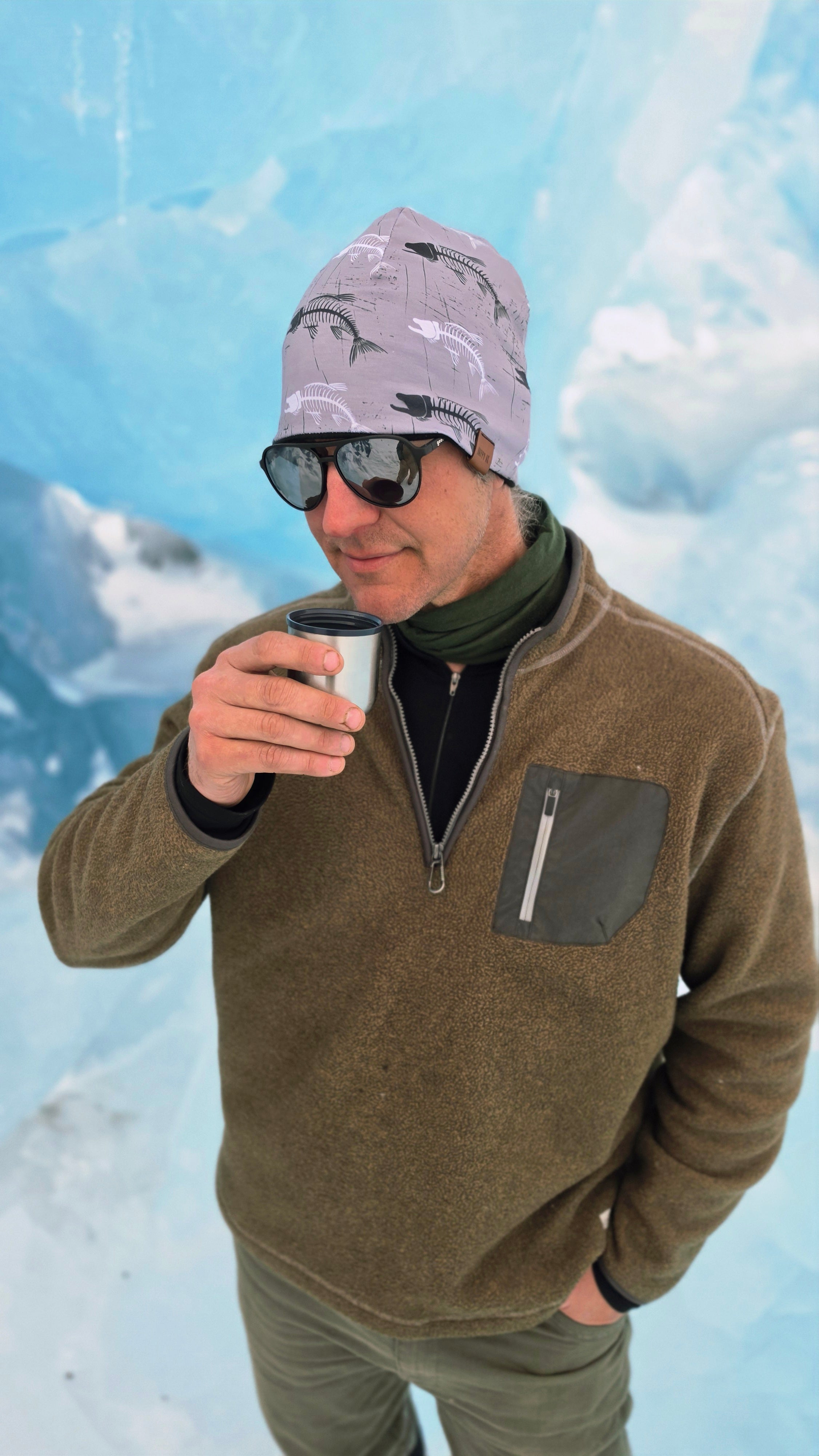 "Salmon Skeleton" Merino Wool Beanie