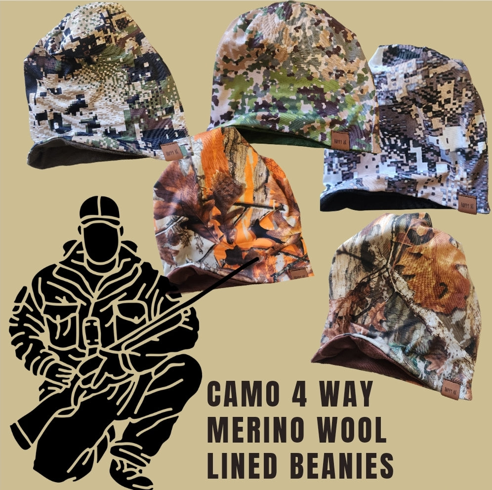 Camo 4 Way Wool Lined Beanies