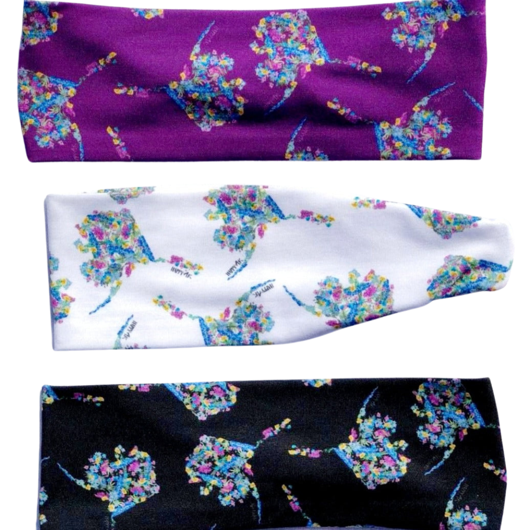 "AK State Wild Flowers" Headbands