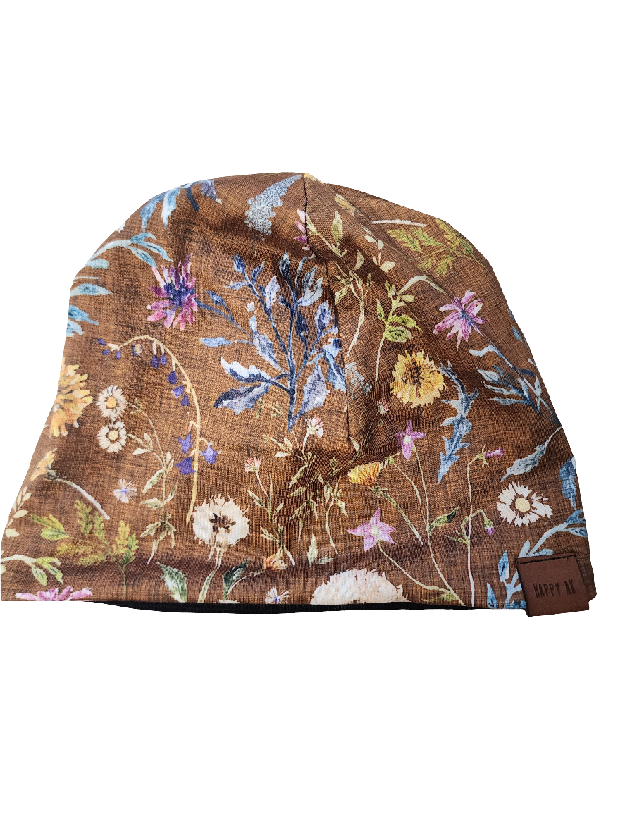 "Wildflowers on Rust" Merino Wool Beanie