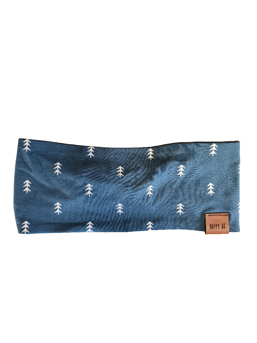"Green Trees" Merino Wool Lined Headband