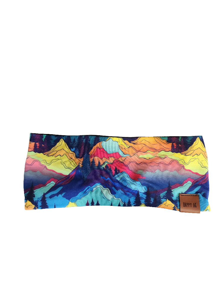"Neon Mountains" Merino Wool Lined Headband