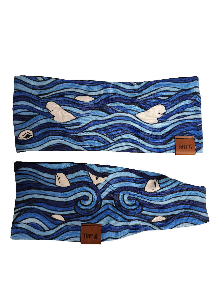 "Beluga Whales" Merino Wool Lined Headband