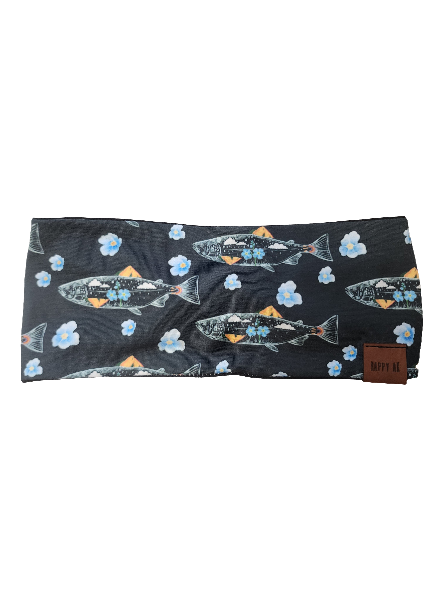"Forget-Me-Not Salmon" Merino Wool Lined Headband