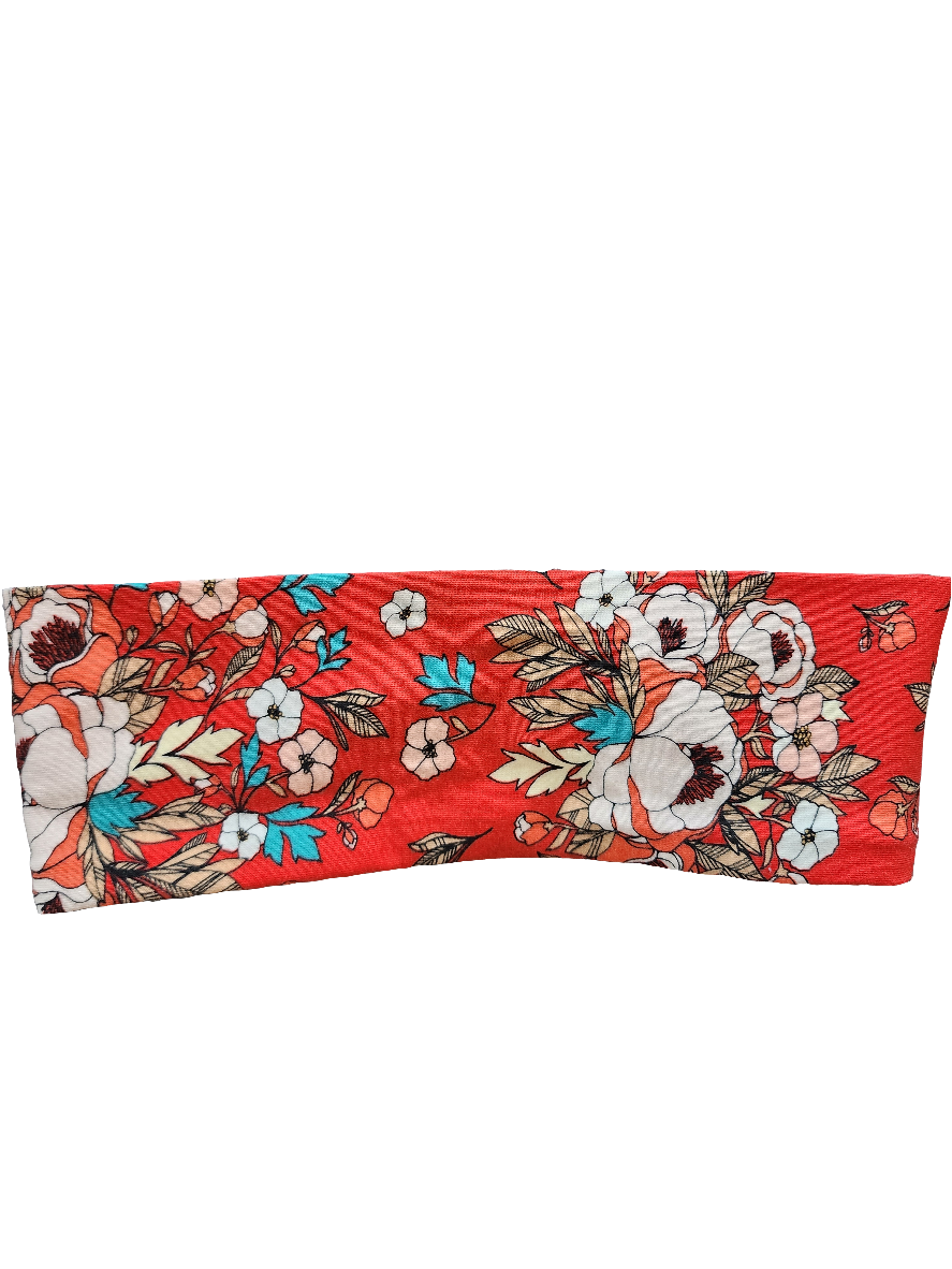 "Floral on Red" Headband
