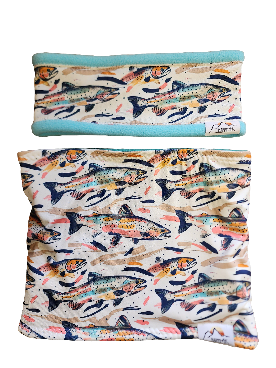 Salmon Run Fleece Headband | Fleece Neck Warmer