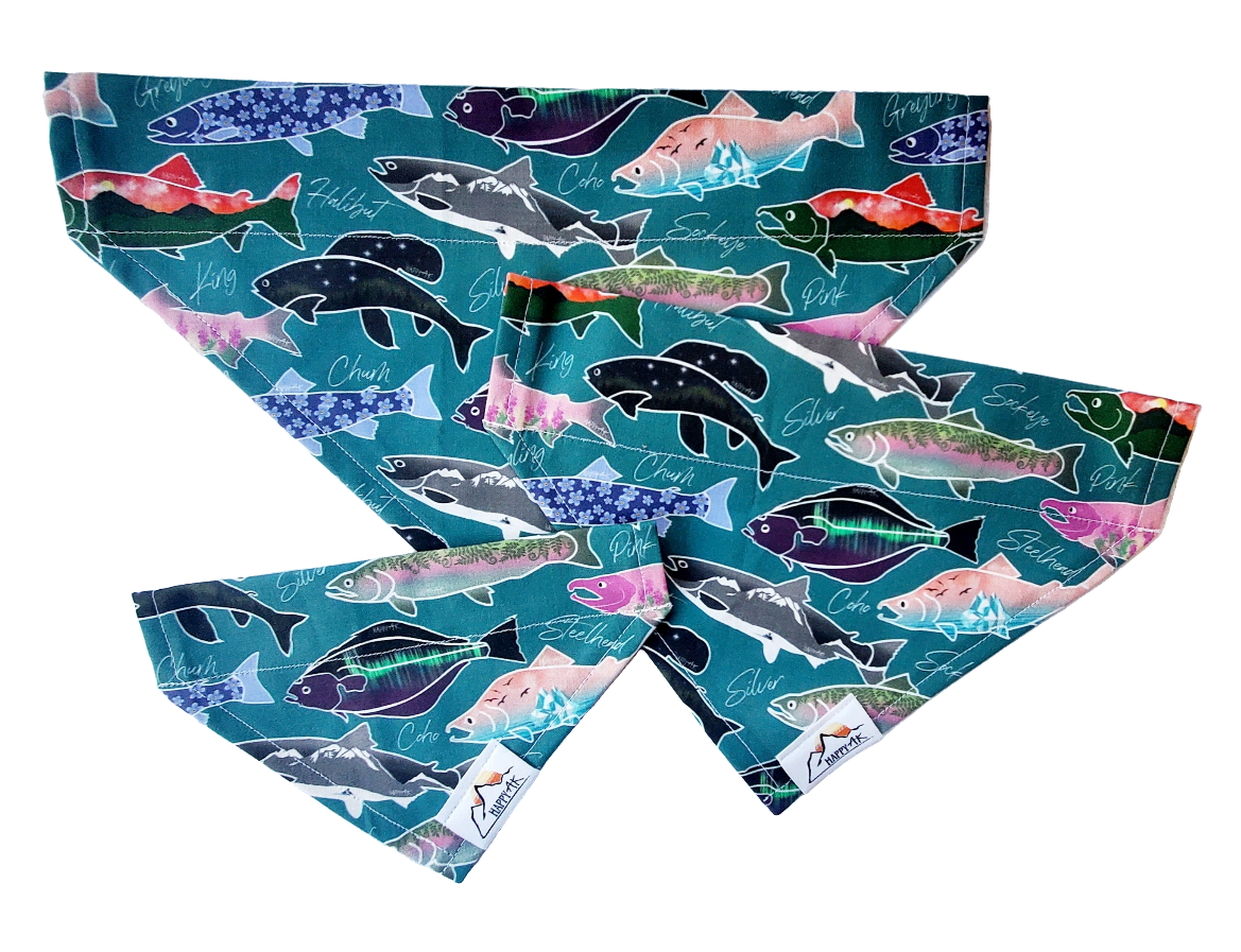 Teal Alaska Fish Pet Bandana
