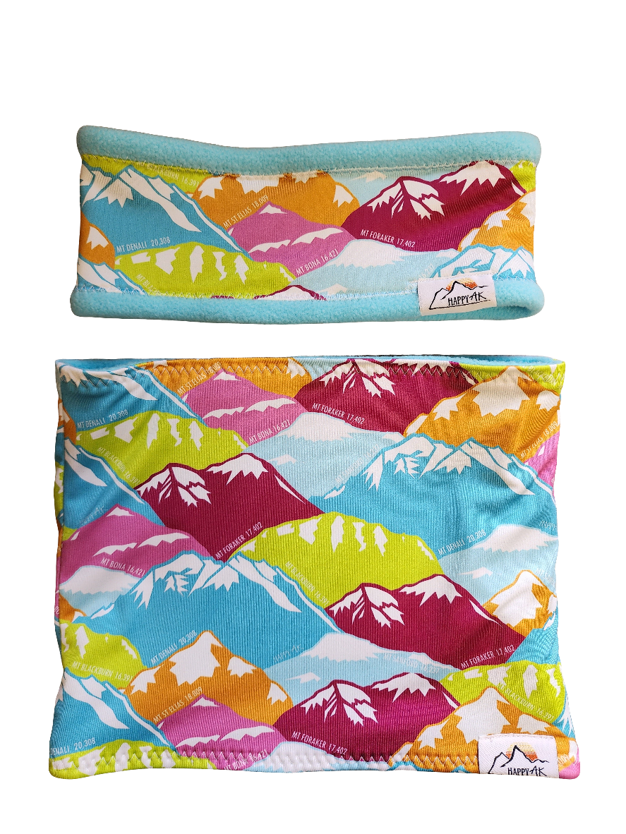 "Pink Peaks" Fleece Headband | Fleece Neck Warmer