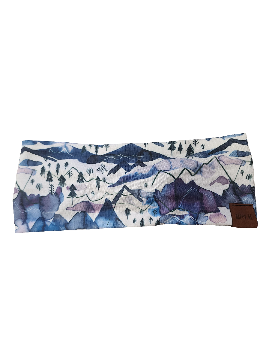 "Watercolor Mountains" Merino Wool Lined Headband