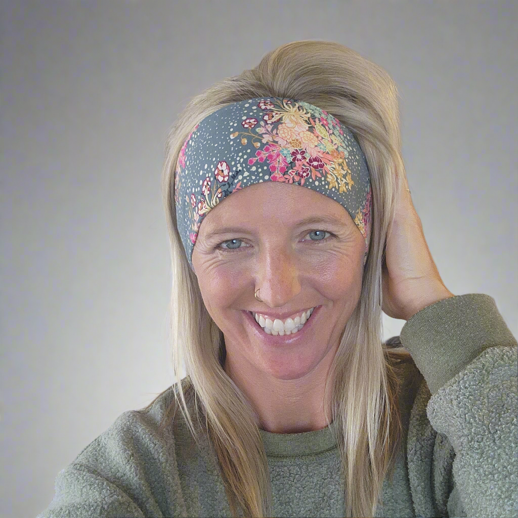 Grey Floral Headband
