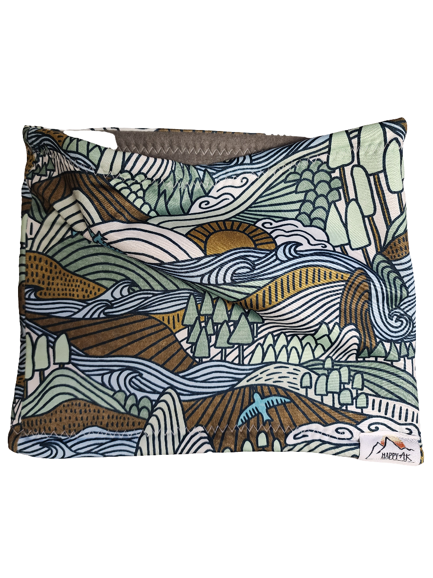 "Green Hill Scene" Fleece Headband | Fleece Neck Warmer