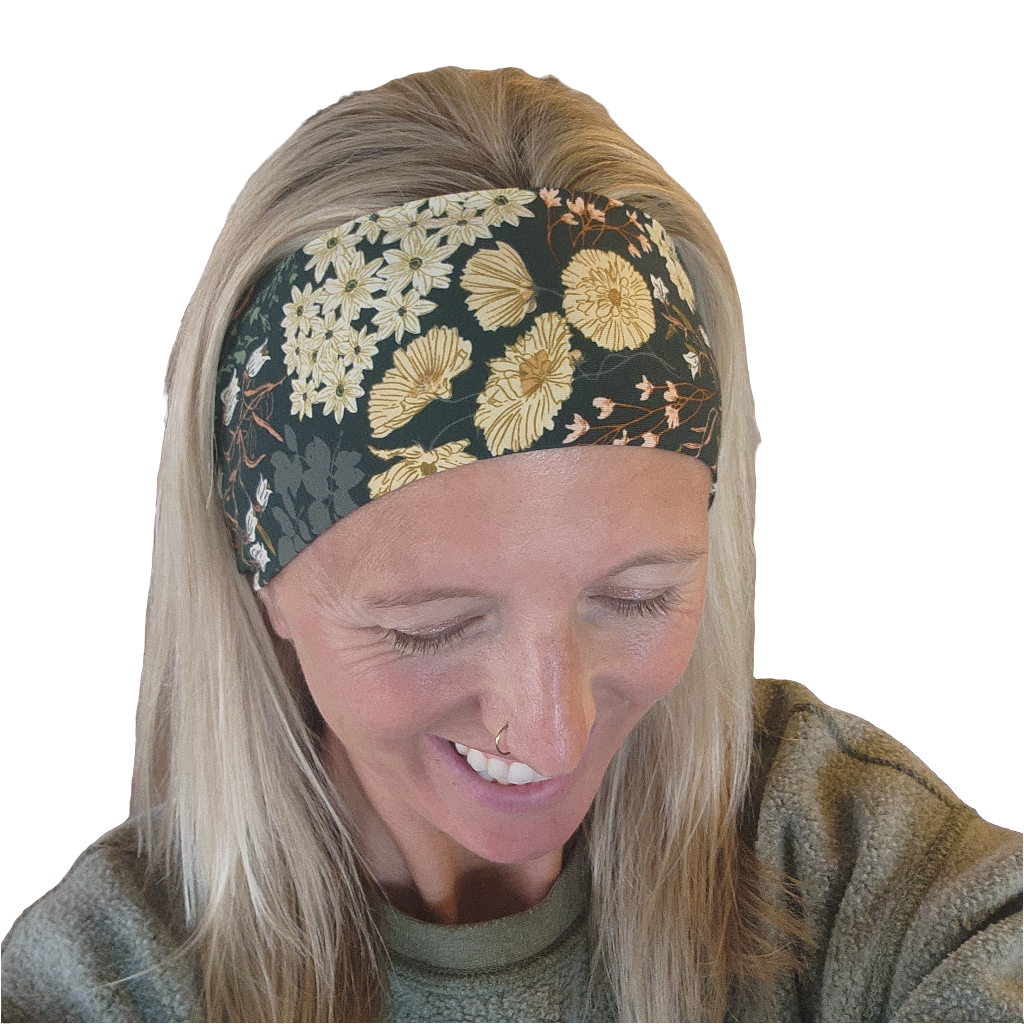 Floral on Hunter Green Headband