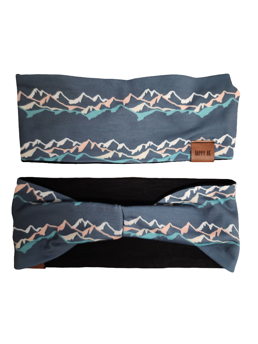 "Peaks on Gray" Merino Wool Lined Headband