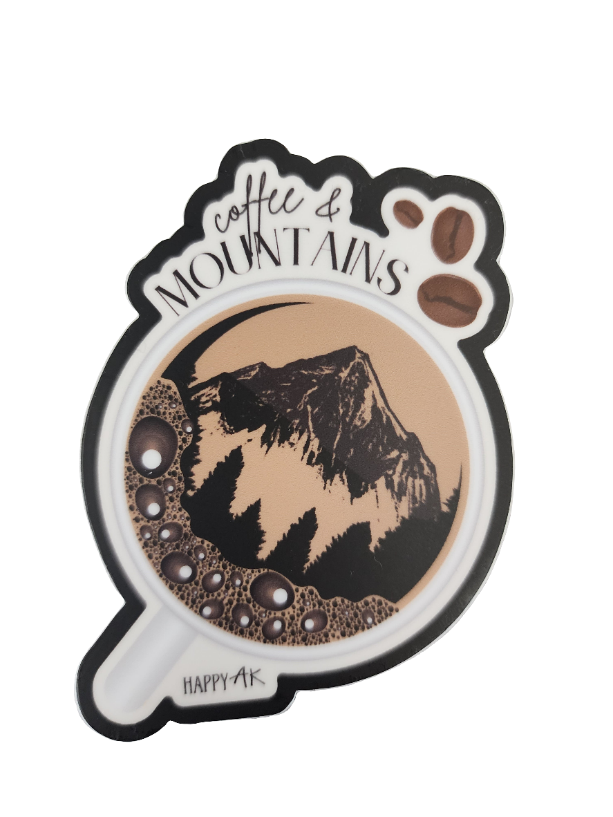 "Coffee and Mountains" Sticker