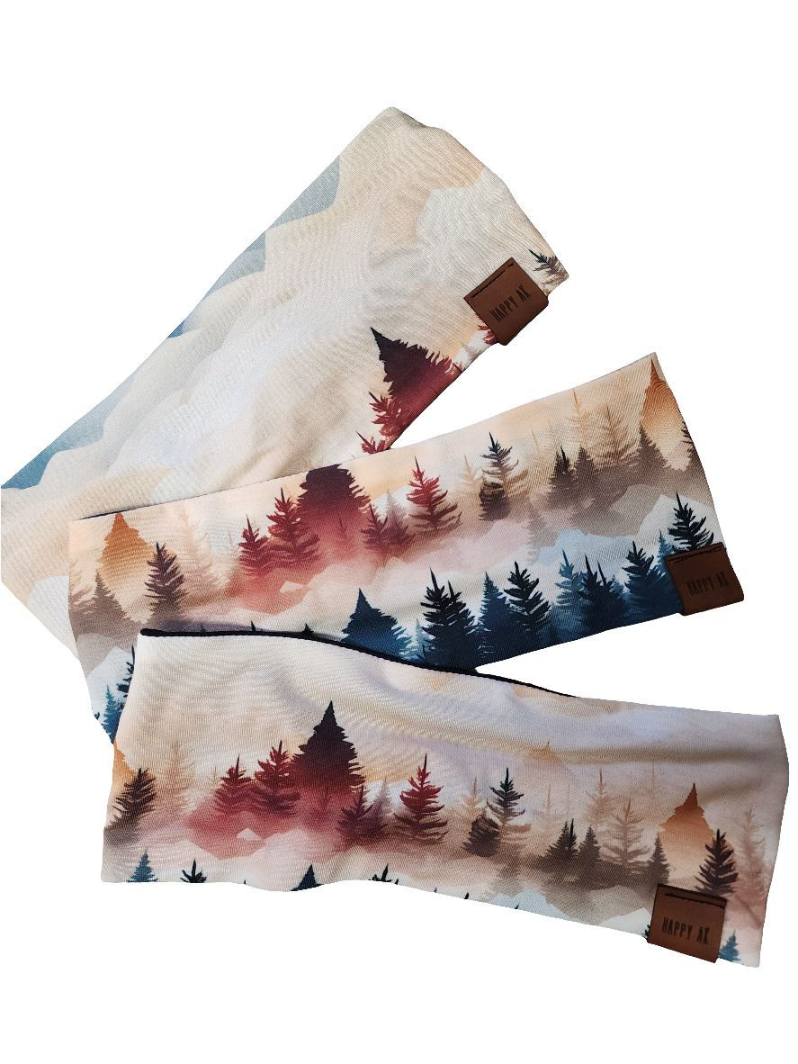 "Ombre Trees" Merino Wool Lined Headband