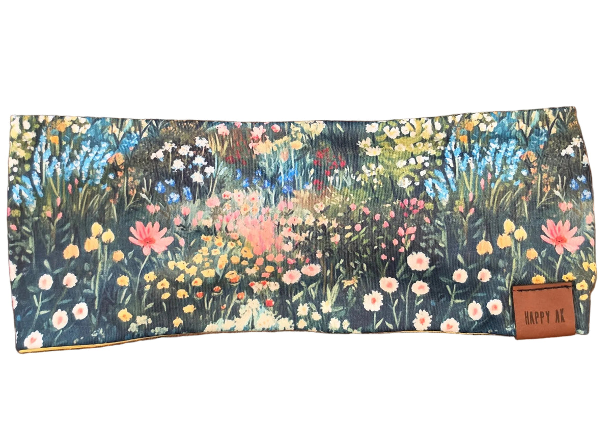 "Meadow Wildflowers" Merino Wool Lined Headband
