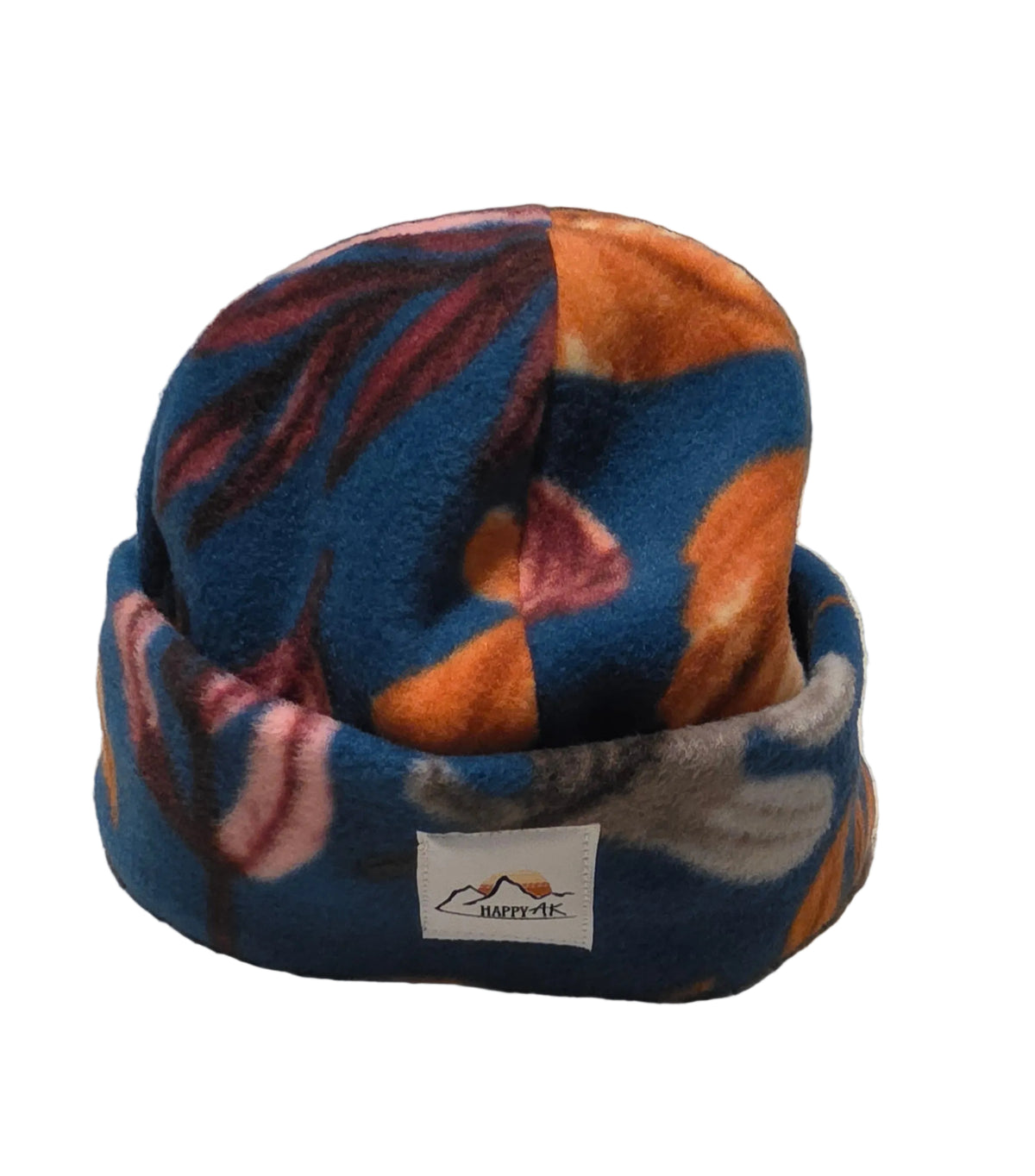 Fall Leaves on Teal Fleece Beanie