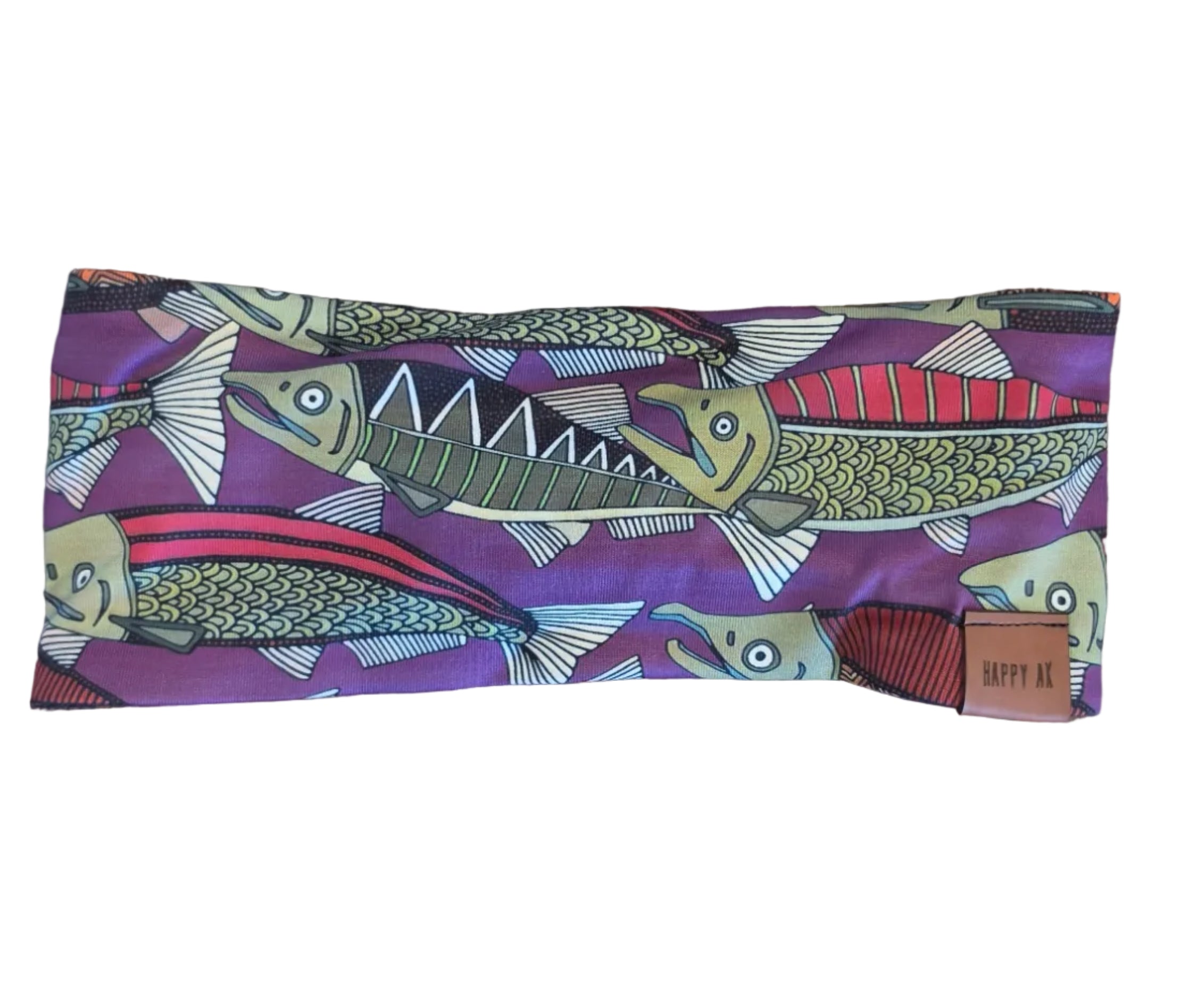 "Salmon on Purple" Merino Wool Lined Headband