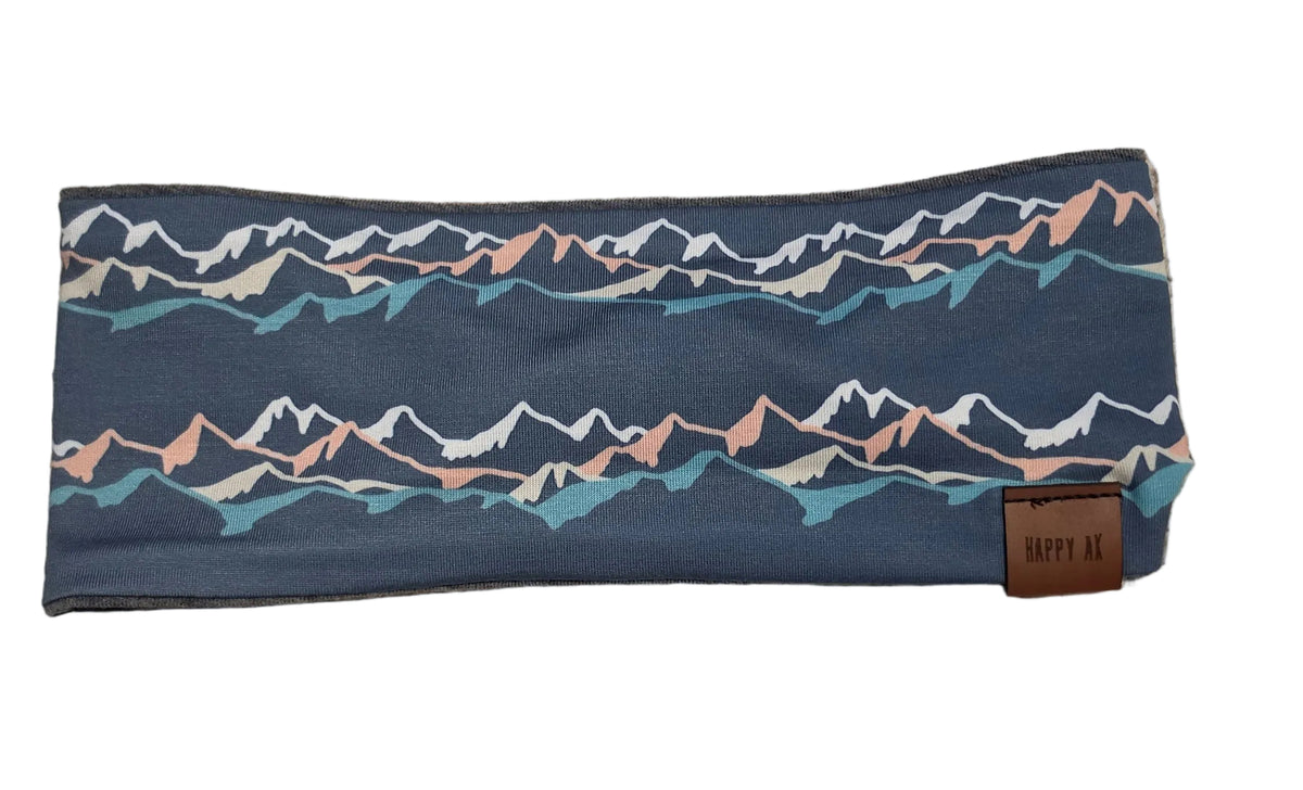 "Grey Peaks" Merino Wool Lined Headband
