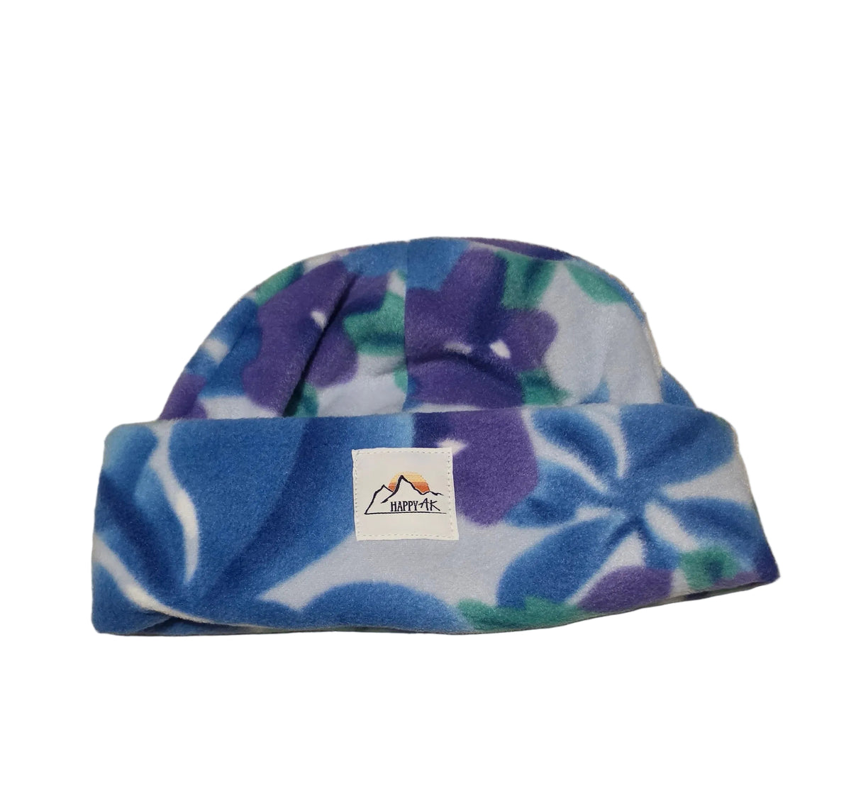 Blue Floral Fleece Beanie