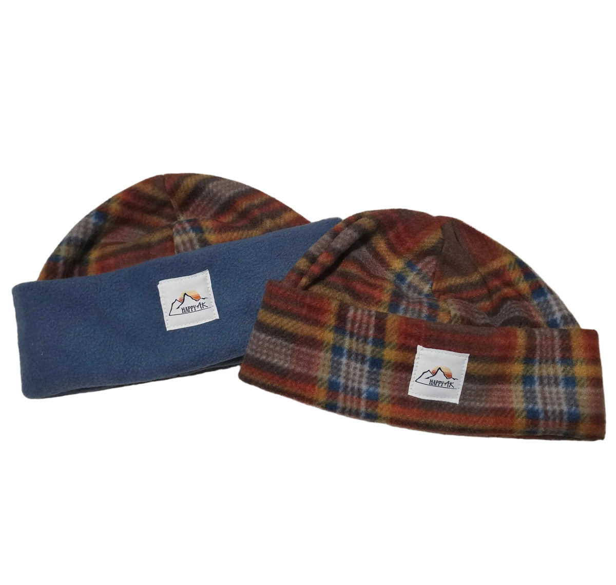 Orange Plaid Fleece Beanie