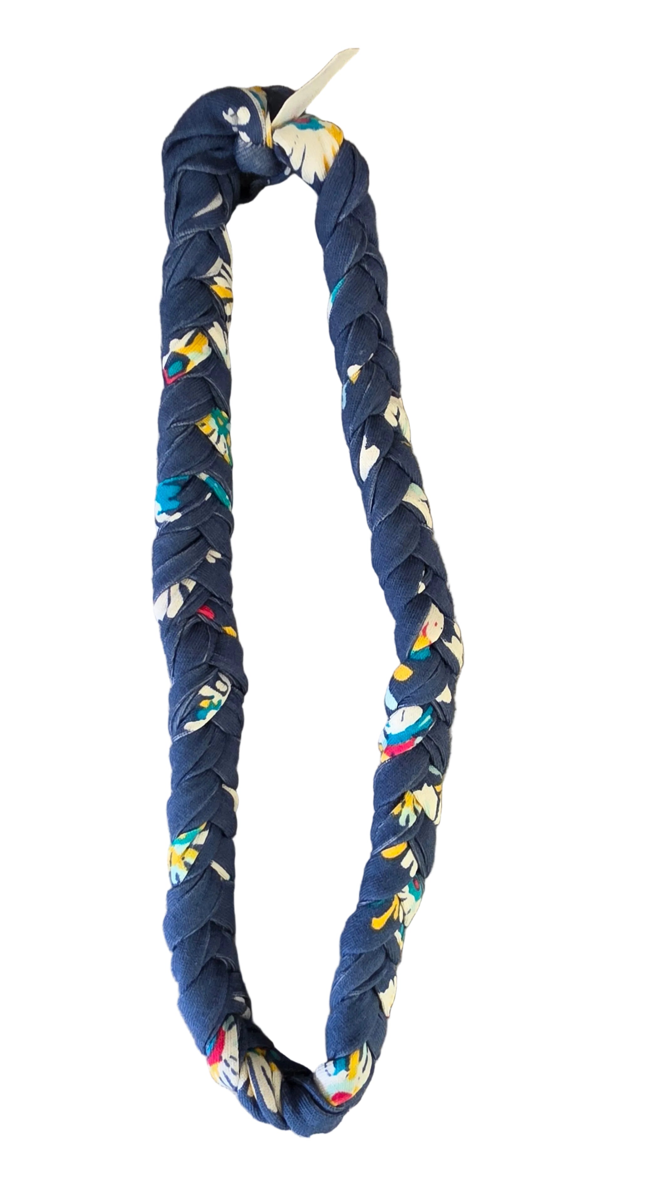 Navy Floral Braided Headband