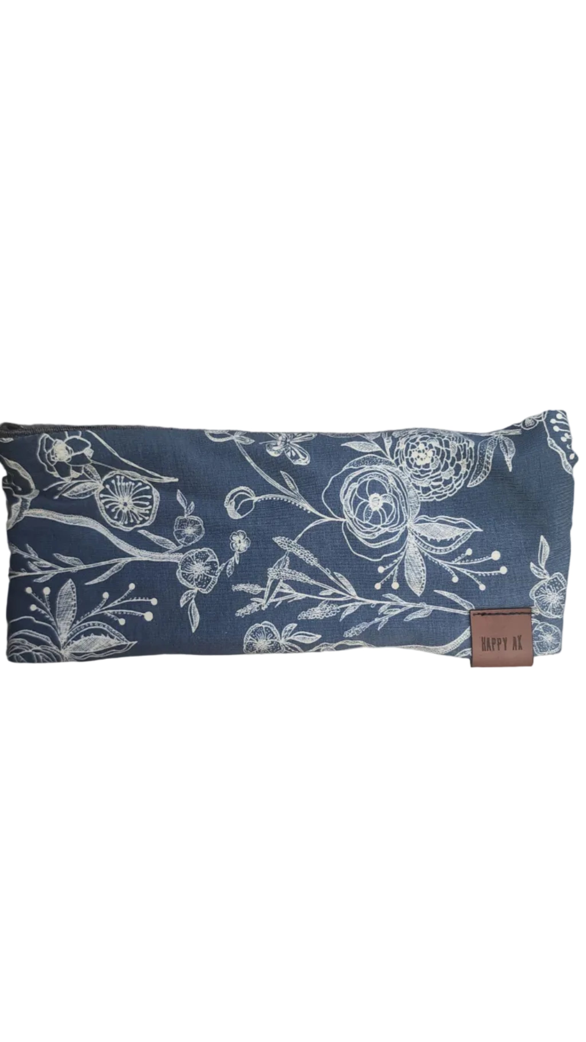"Blue Floral" Merino Wool Lined Headband
