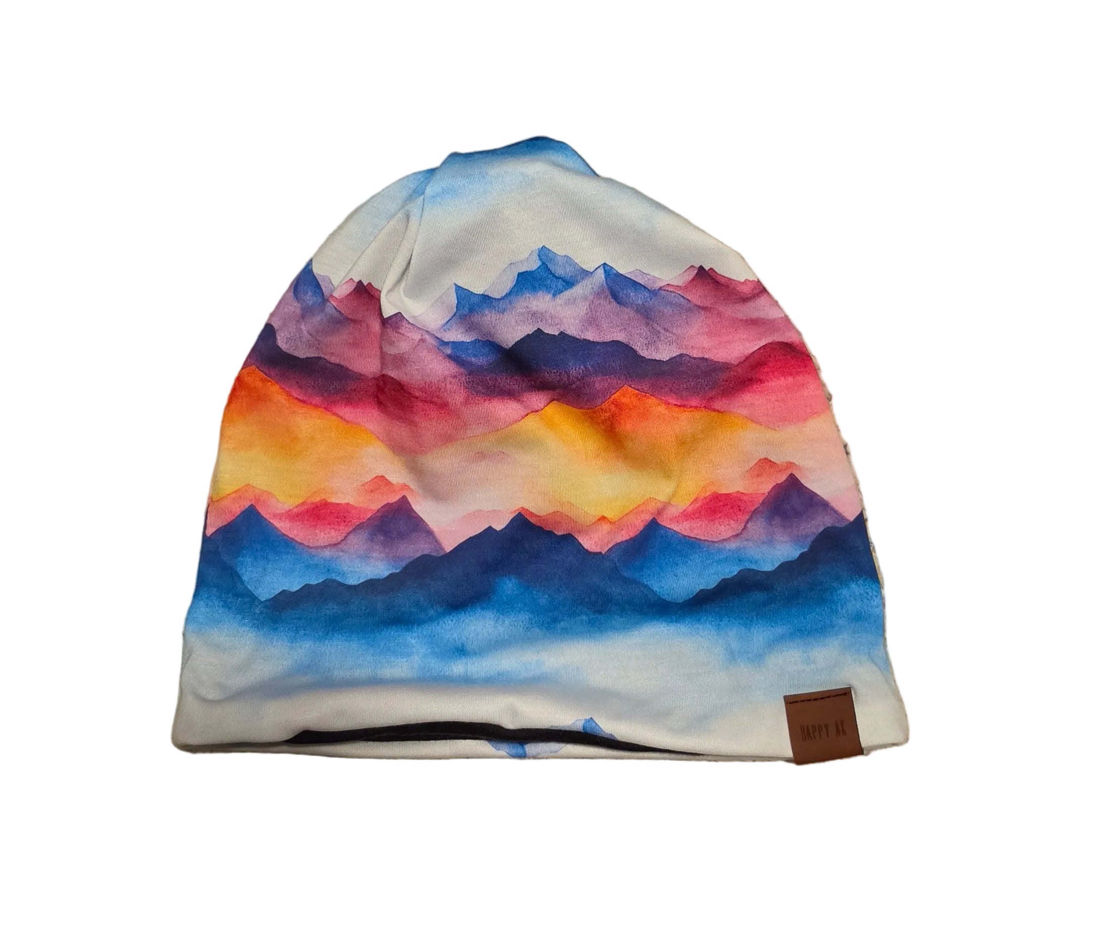"Watercolor Mountains" 4-Way Wool Lined Beanies