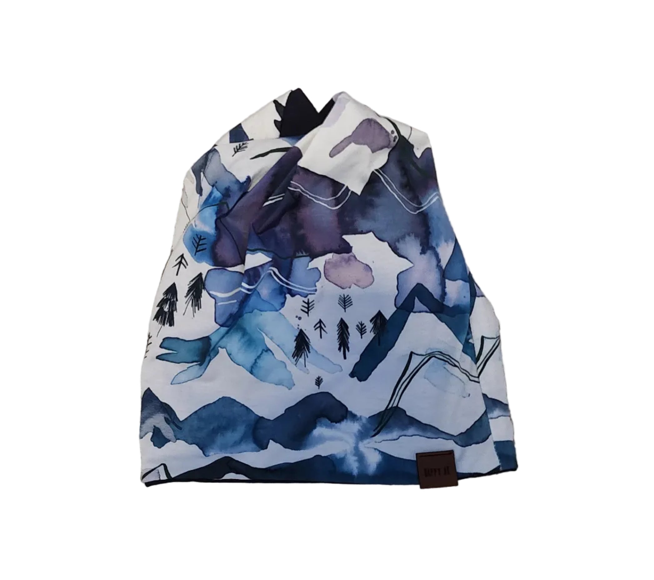 "Watercolor Mountains" 4-Way Wool Lined Beanies