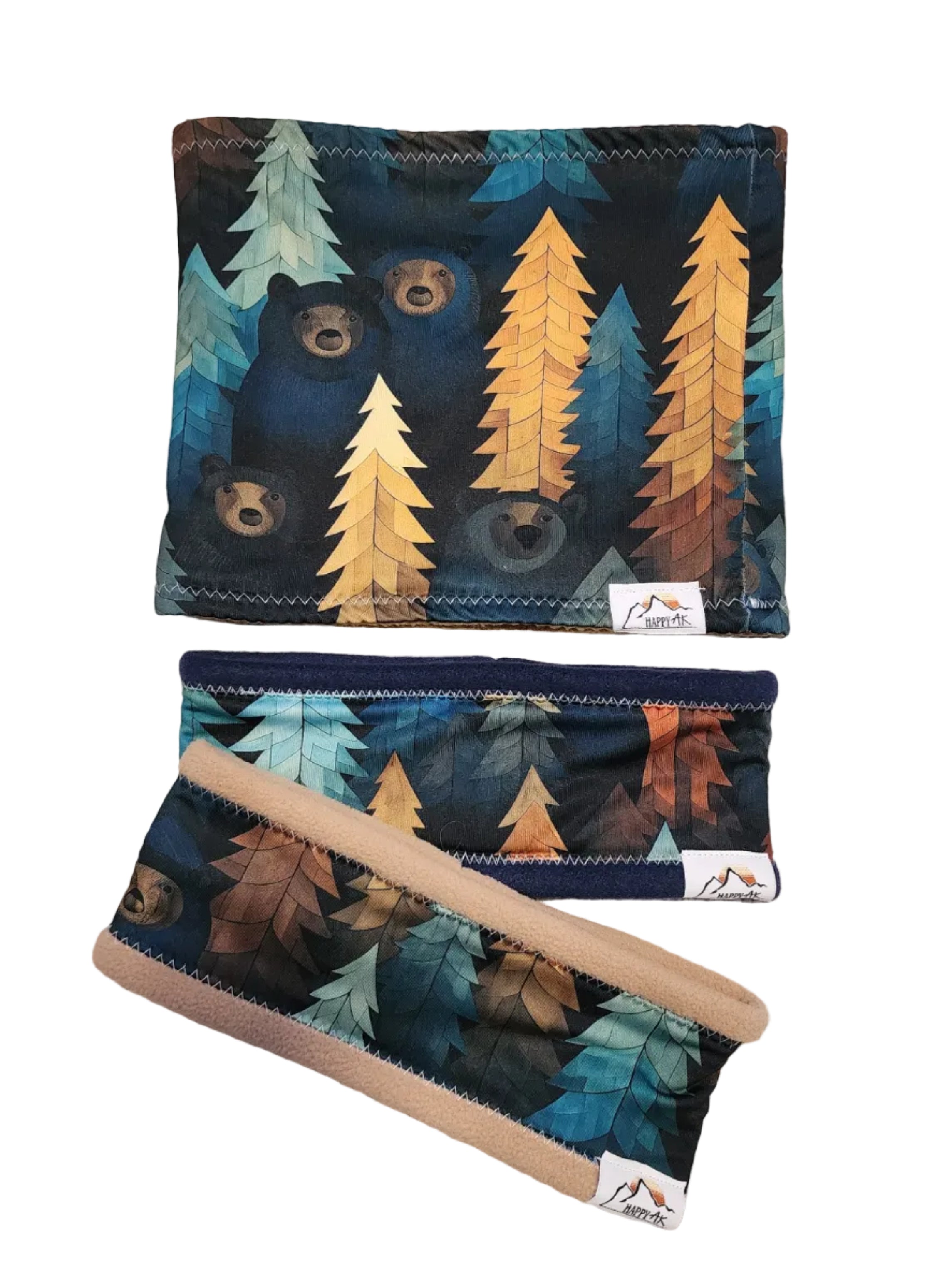 "Black Bears" Fleece Headband | Fleece Neck Warmer