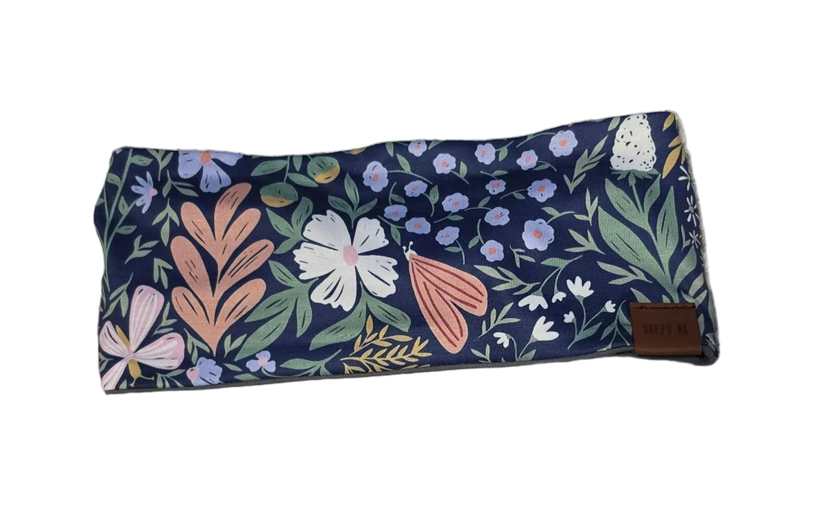 "Purple Floral" Merino Wool Lined Headband