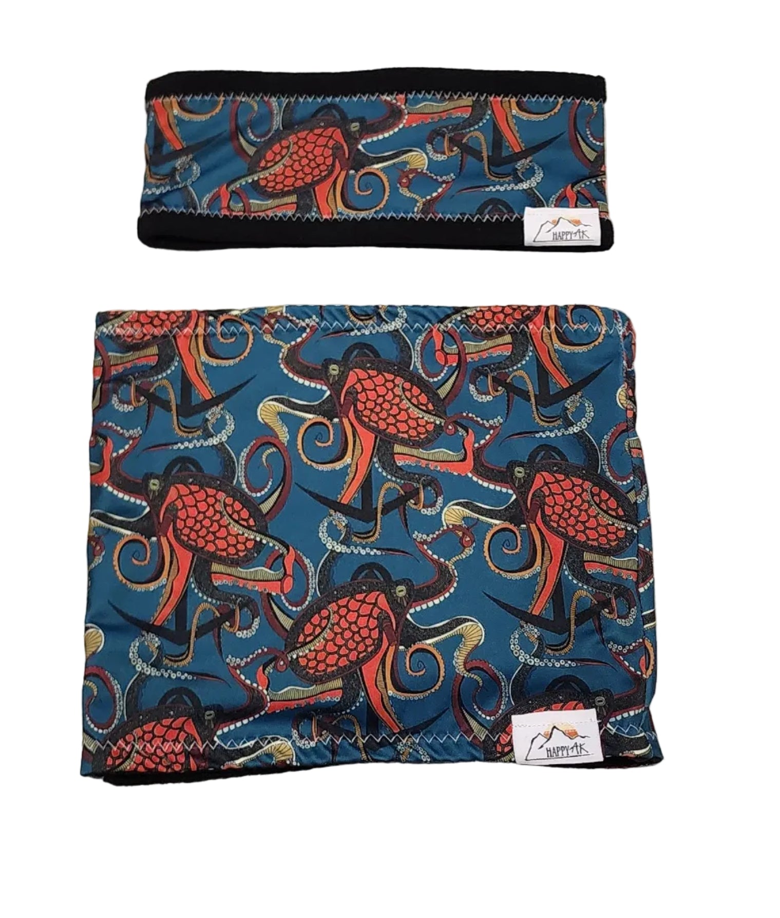 "Teal Octopus" Fleece Headband | Fleece Neck Warmer