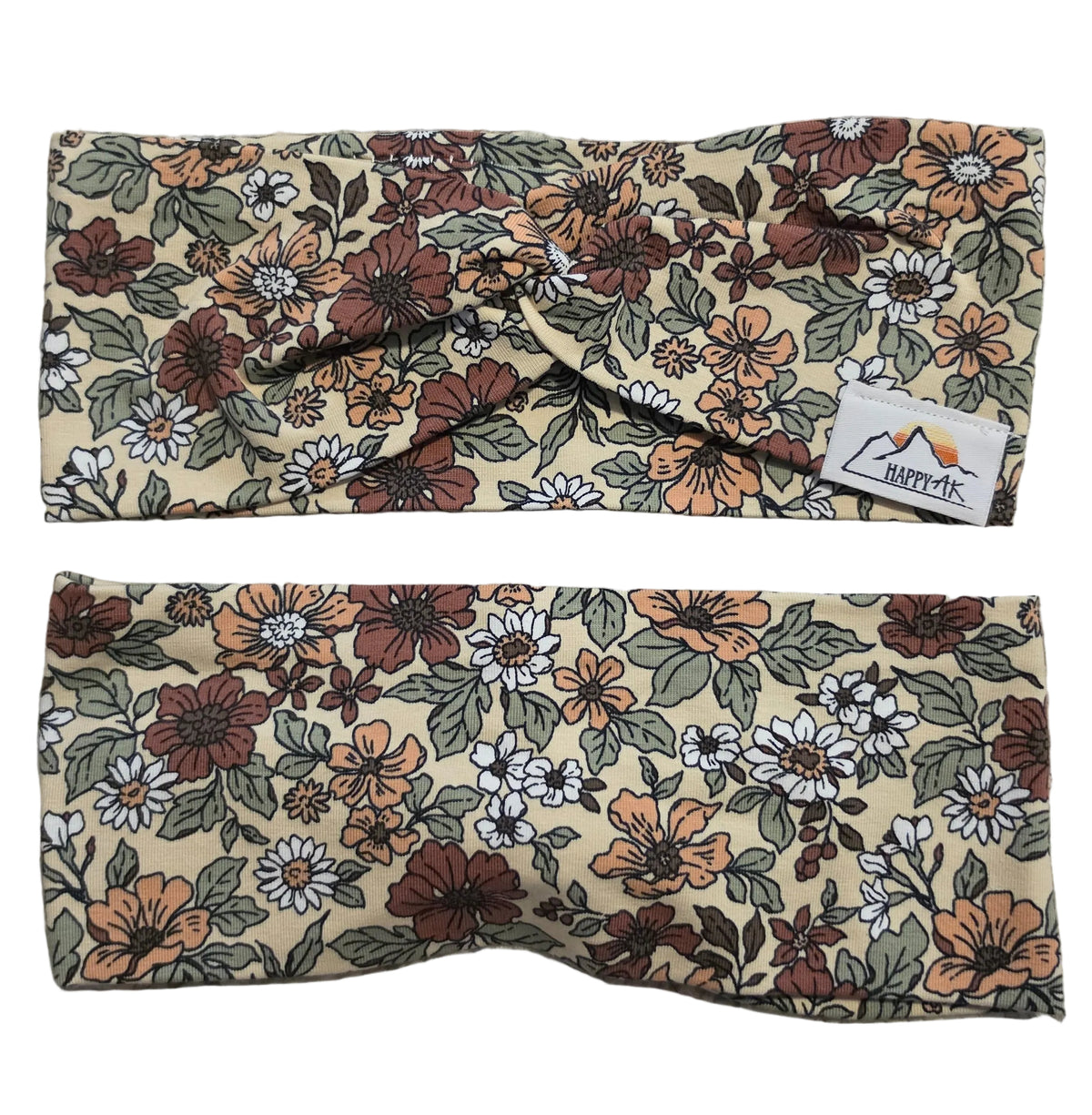 "Brown Flowers" Twist Headband