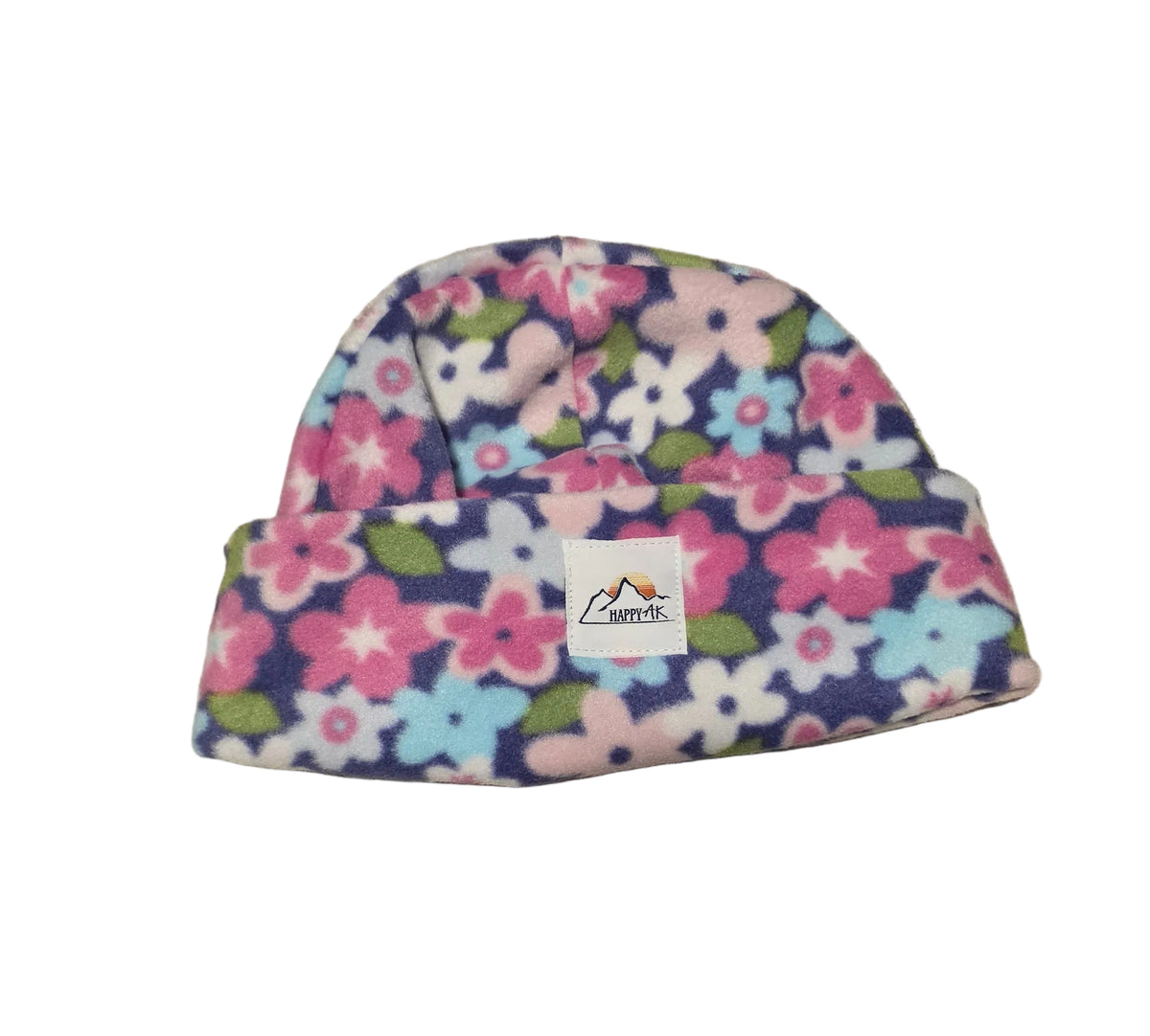 Pink Floral Fleece Beanie