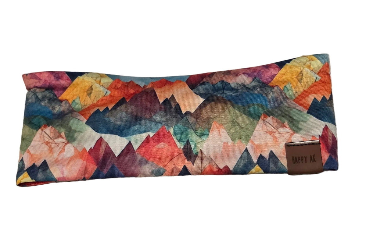 "Colorful Peaks" Merino Wool Lined Headband