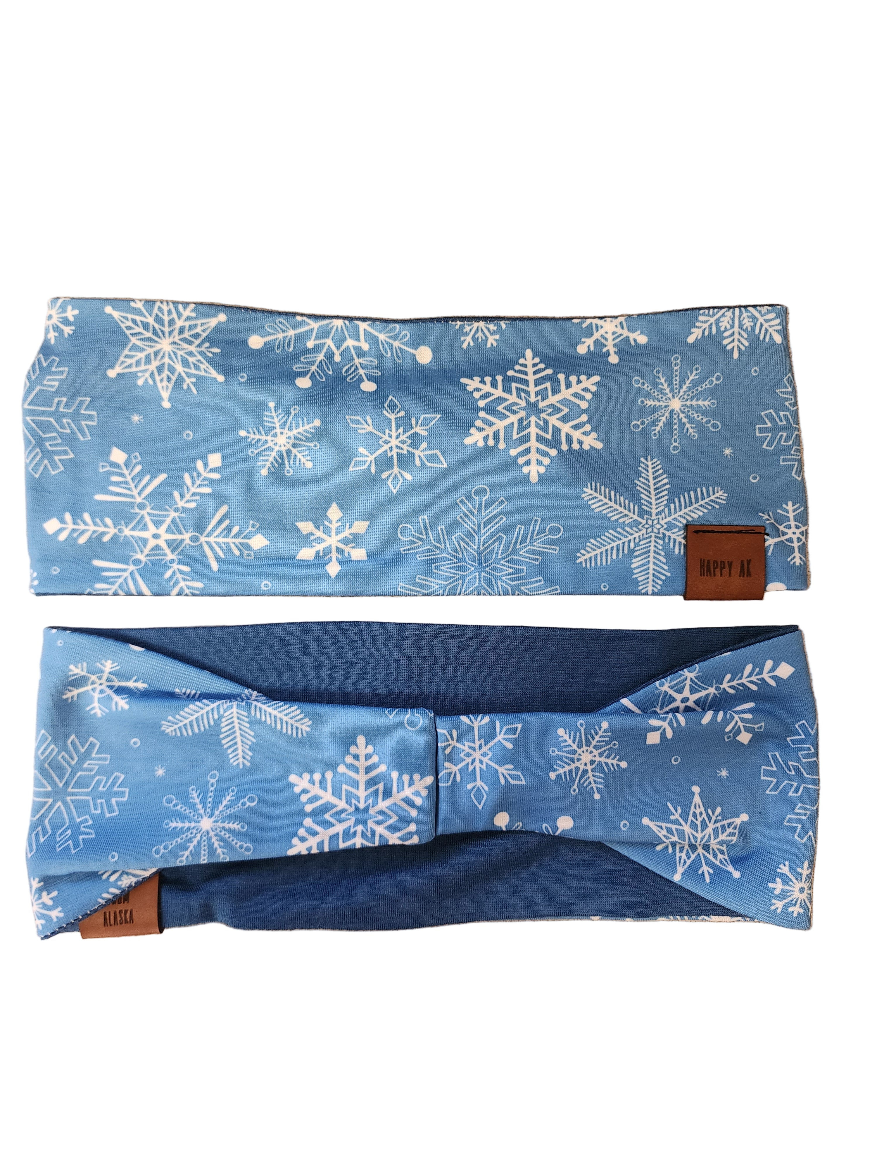 "Snowflakes" Merino Wool Lined Headband