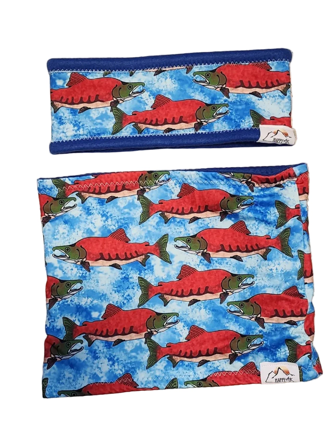 "Red Hot Salmon" Fleece Headband | Fleece Neck Warmer
