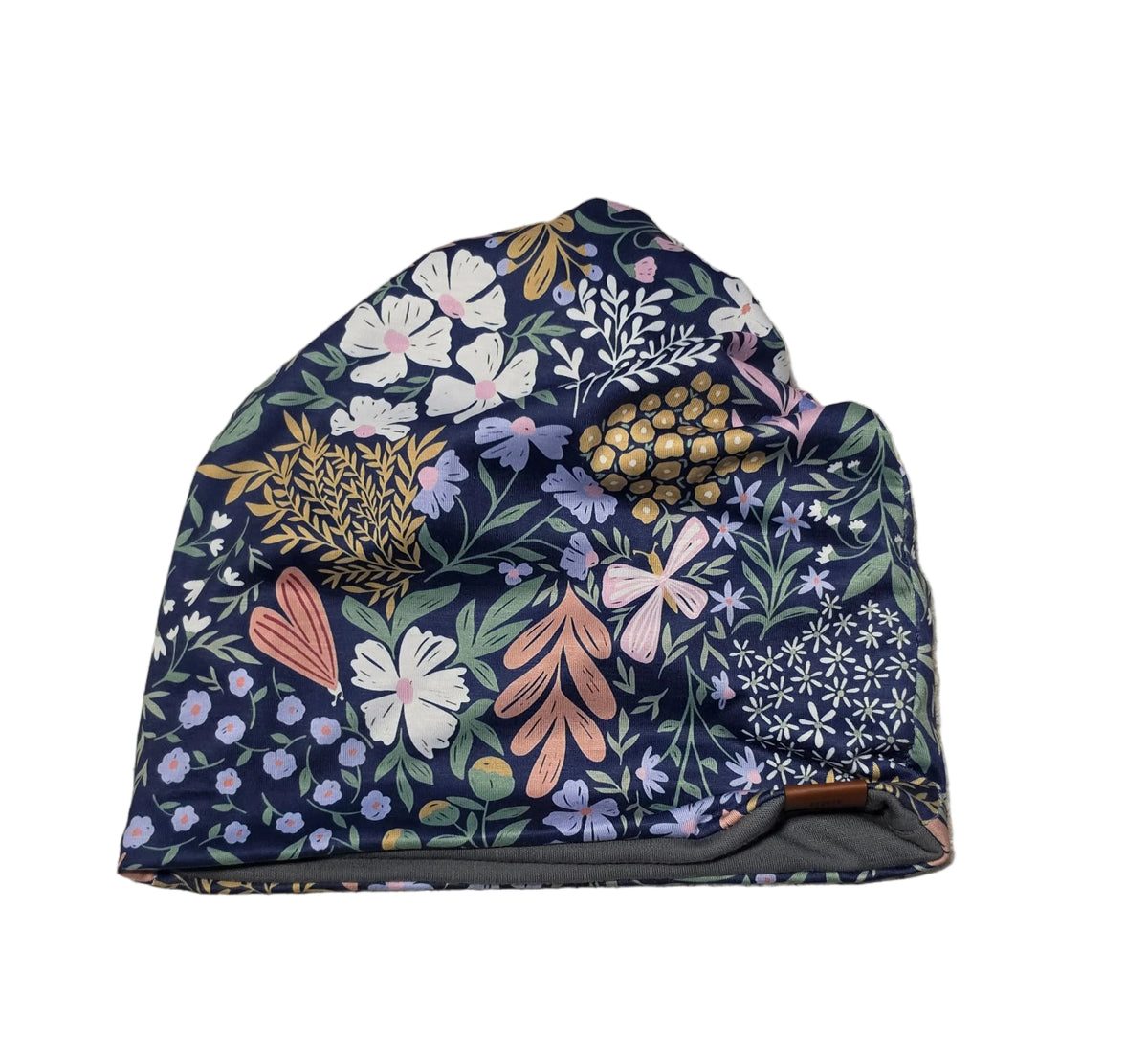 "Purple Floral" 4-Way Wool Lined Beanie