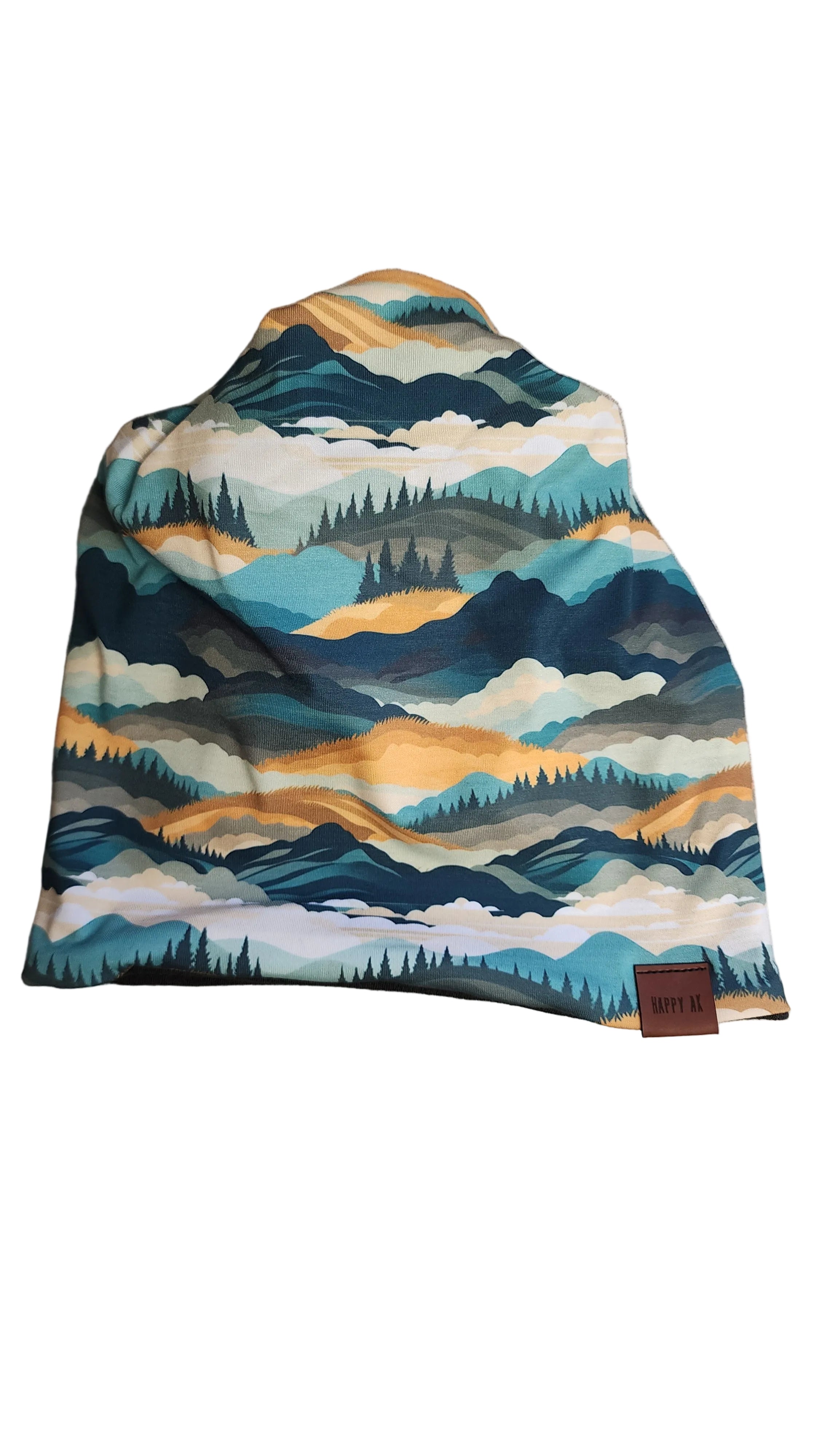 "Green and Gold Hills" 4 Way Wool Lined Beanies