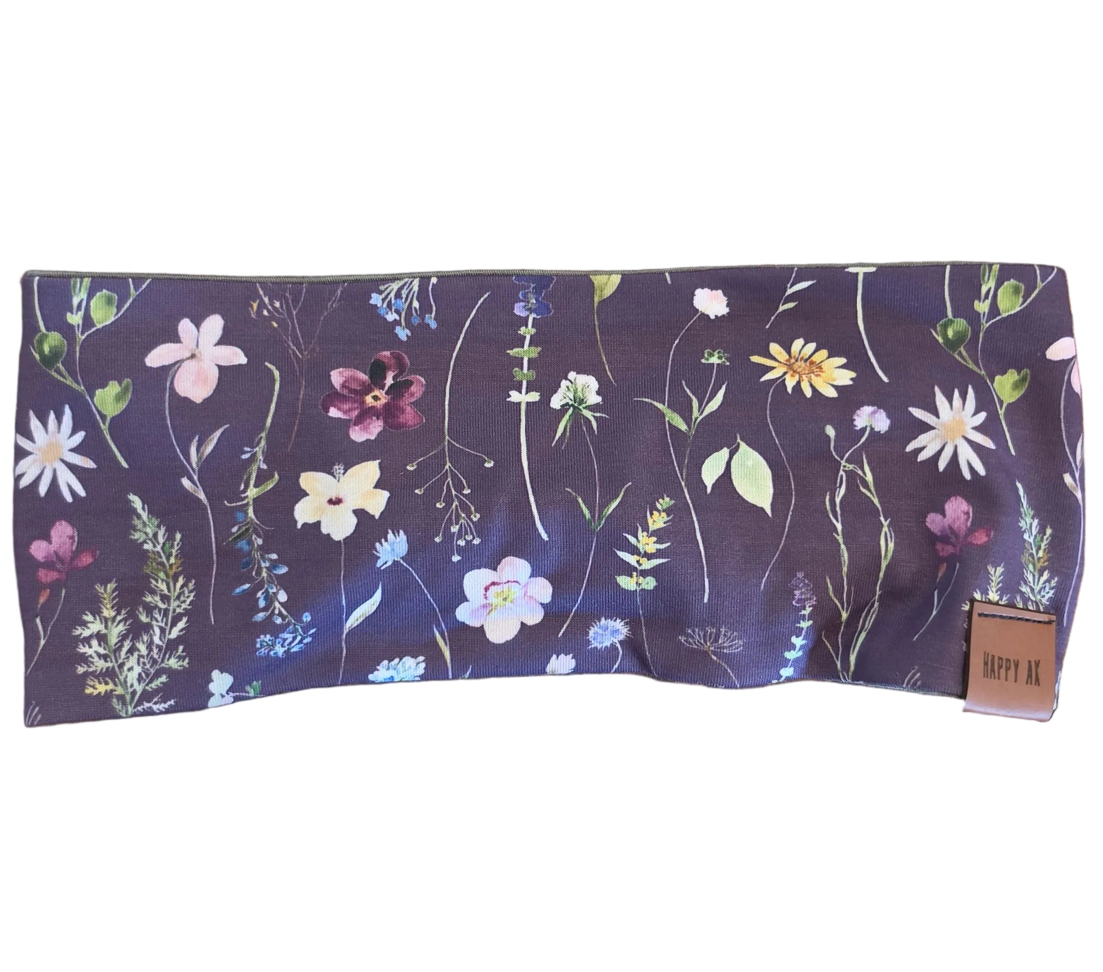 "Purple Floral" Merino Wool Lined Headband