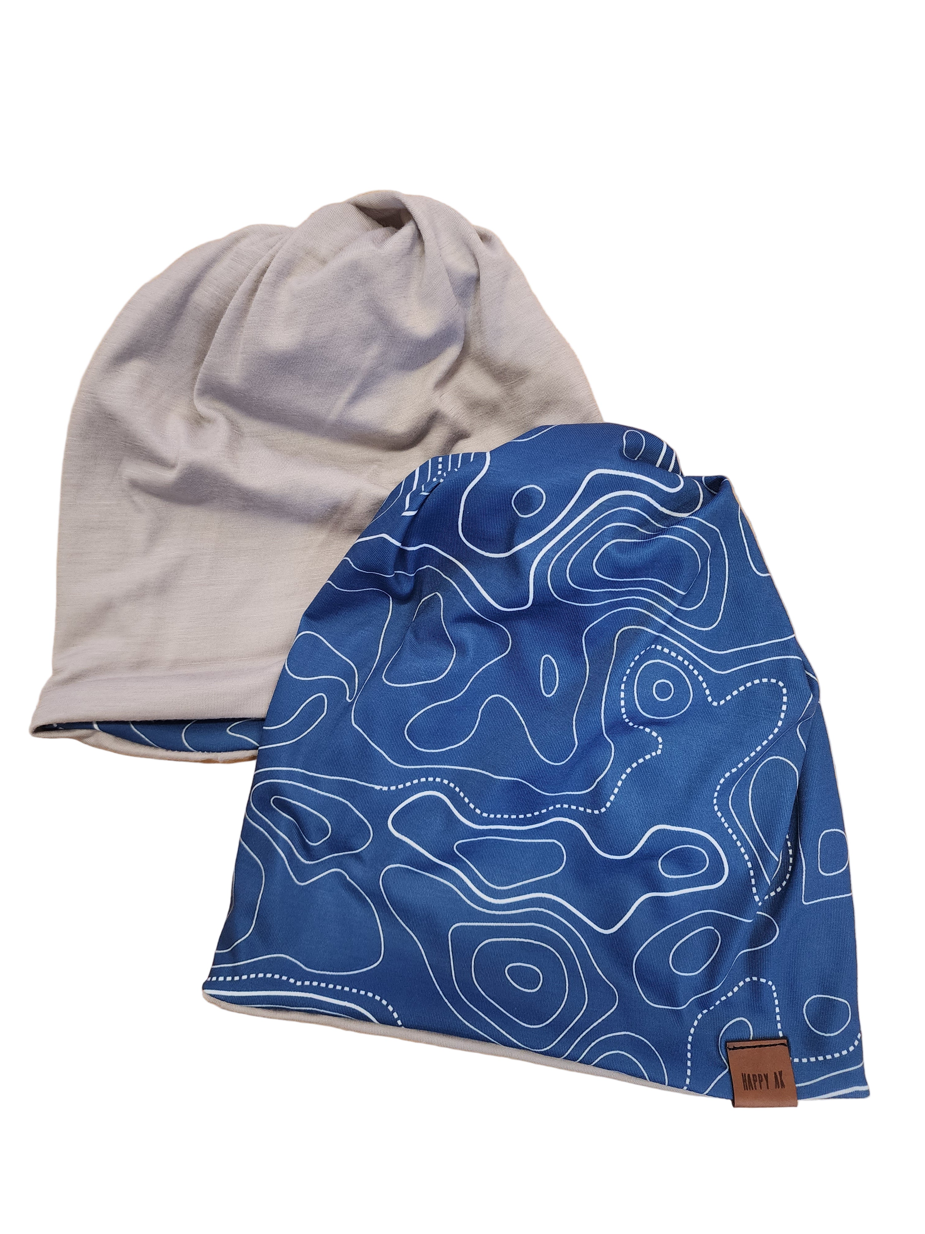 "Blue Topo" 4 Way Wool Lined Beanies