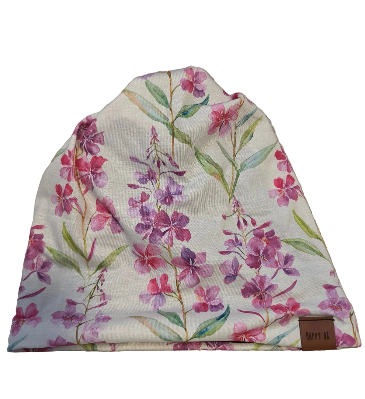 "Fireweed on Cream" 4-Way Wool Lined Beanies