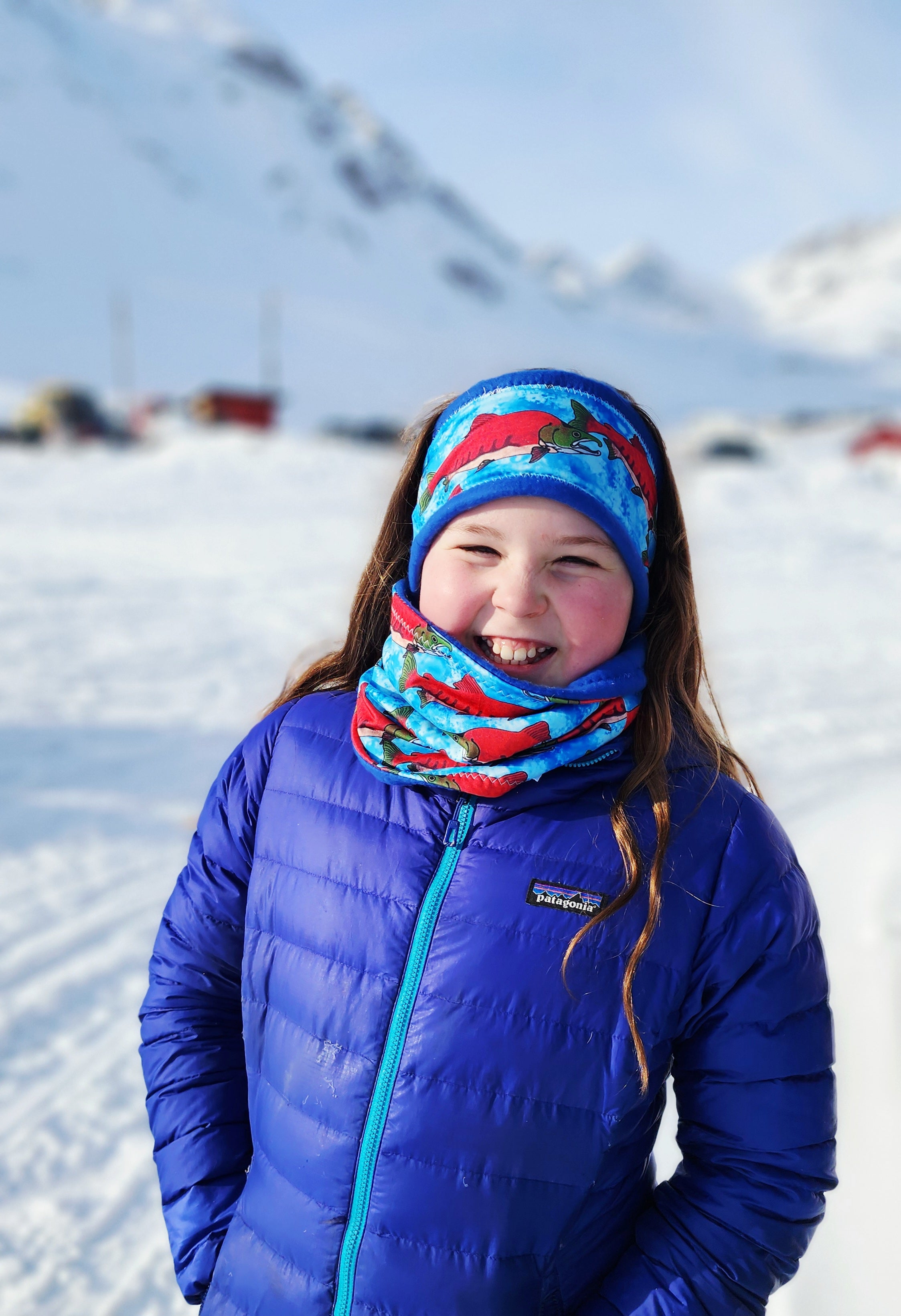 "Red Hot Salmon" Fleece Headband | Fleece Neck Warmer