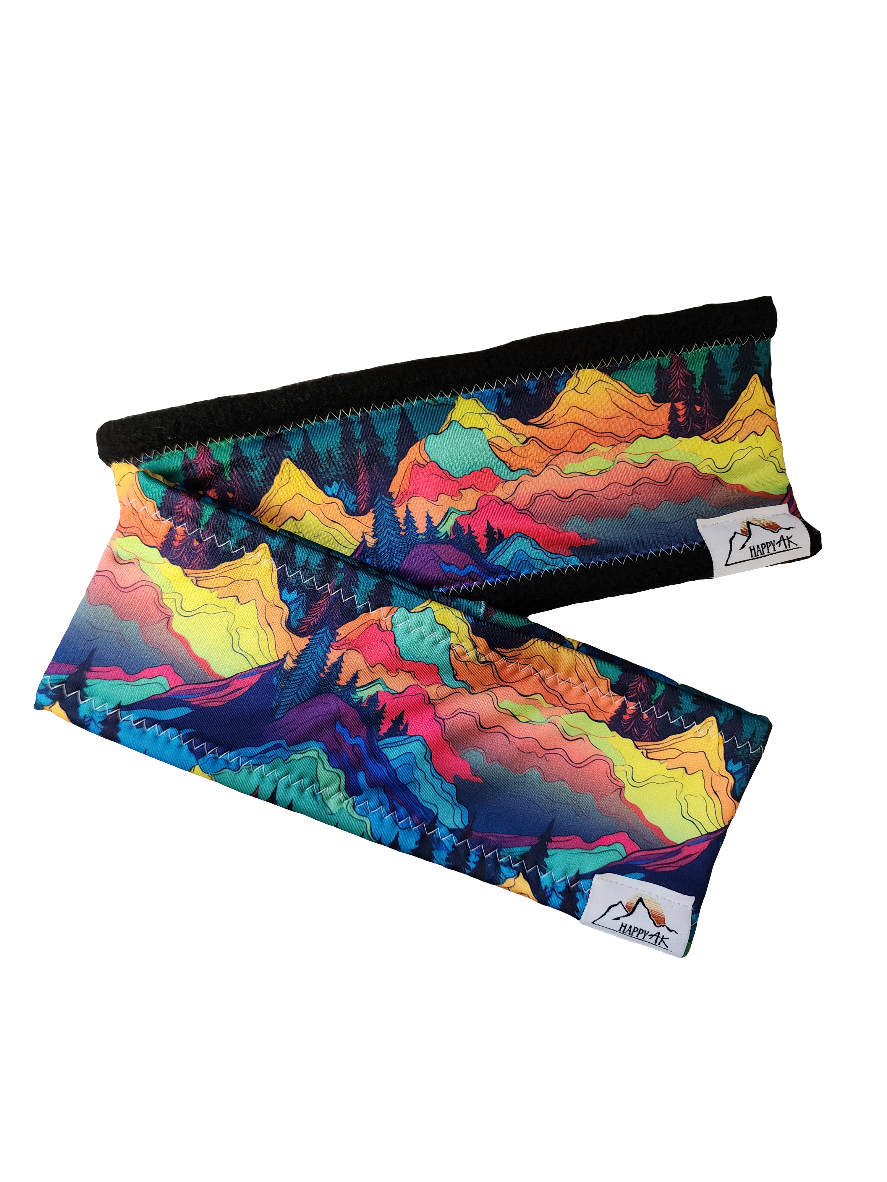 Neon Mountains Fleece Headband | Fleece Neck Warmer